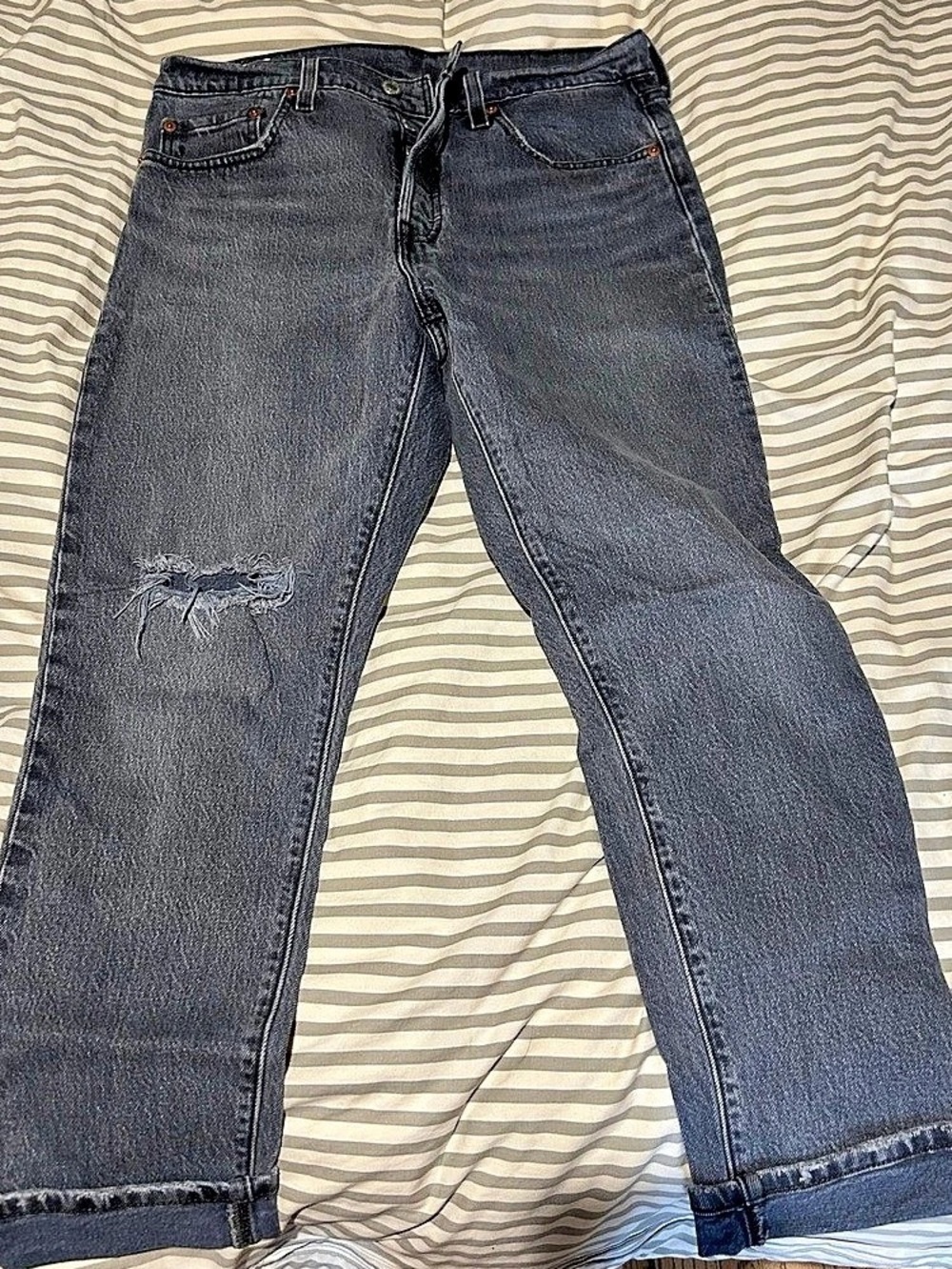 Levi's Premium Distressed Straight Leg Gray Jeans